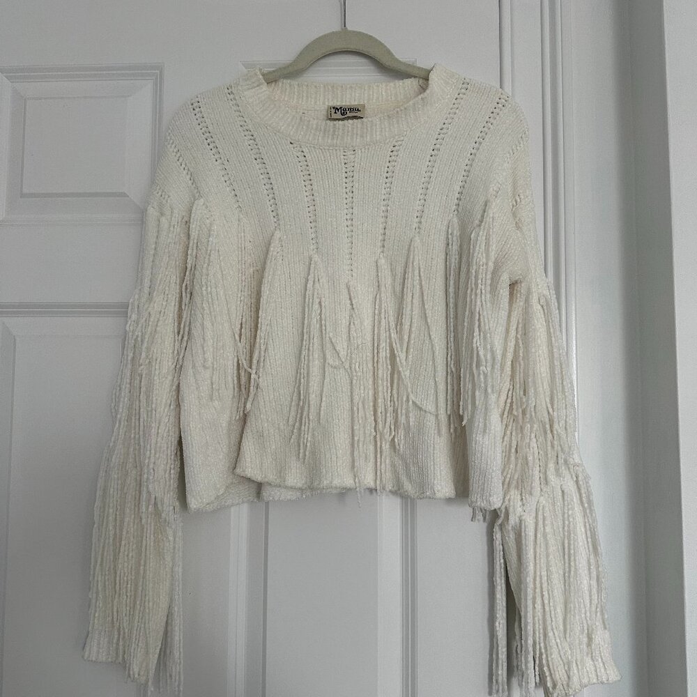 White Fringe Show me your Mumu Sweater